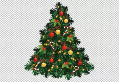 Lovely christmas tree collection with realistic design PNG BG