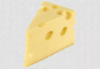 Emmental cheese piece Swiss cheese Isolated on transparent  background High resolution image Closeup