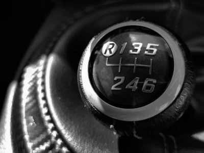Vertical closeup shot of a gear stick