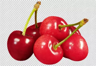 Black red cherry isolated on transparent background