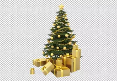 Christmas tree in realistic style on a PNG background