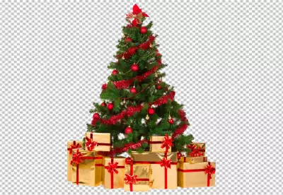 Realistic and shiny christmas tree with decorations PNG