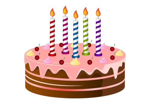 3d cake with lit candles on top transparent background 