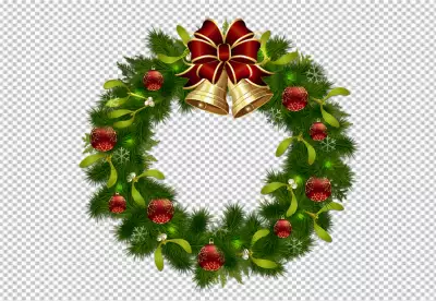 Christmas wreath with a red bow and a wreath png background 