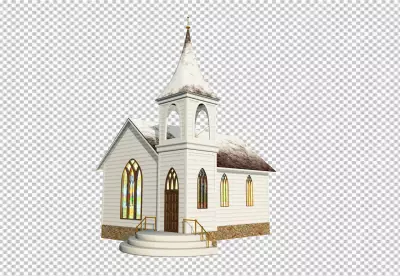 Abandoned church in an ash field png background