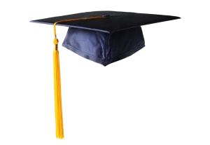 Realistic set of black graduation caps