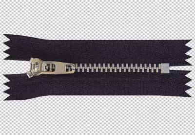 Zipper is made of metal and has a silver color