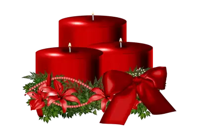 Red candles on christmas  transparent background