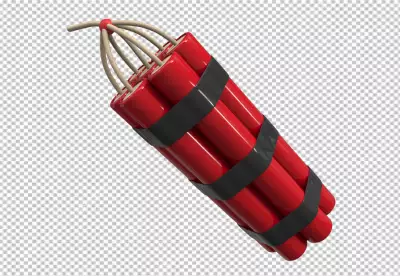 Dynamite with a burning cord Flat style transparent background 