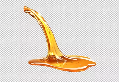 Golden Viscous Liquid Pouring Honey Syrup Splash Realistic Delicious Sweet Food Image image