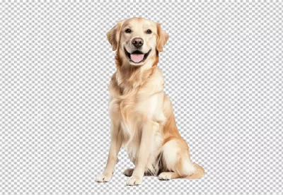 Happy Golden Retriever Dog Sitting with a Friendly Smile image
