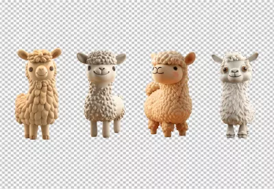Cute Cartoon Alpacas Standing Together - Fluffy Animal Friends PNG Download image