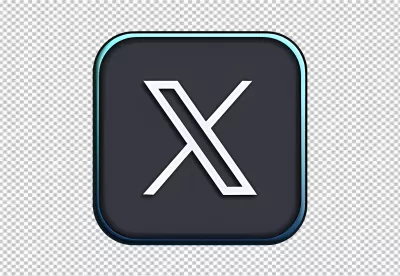 Sleek 3D X Letter Symbol with Glowing Neon Blue Outline on Dark Rounded Square Icon X logo, Twitter logo image