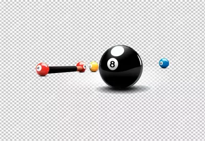 Vibrant Billiard Balls and Cue Stick Arranged on a Clean White Background image
