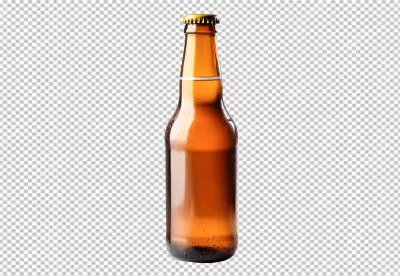 Refreshing Cold Beer Bottle PNG Cutout with Water Droplets for Beverage Designs image