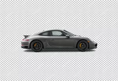 Sleek Grey Porsche 911 Sports Car Isolated on White Background, Side View image