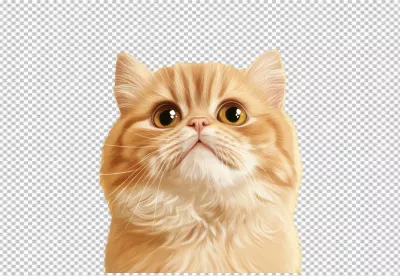 Cute Fluffy Orange Cat Looking Up with Big Golden Eyes image