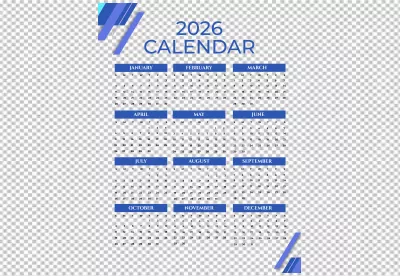 Sleek 2026 Yearly Calendar Template with Blue Month Buttons on Dark Background image