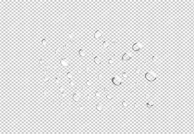 Dynamic Clear Water Droplets on White Background for Refreshing Designs image