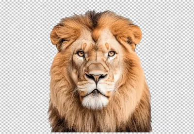 Majestic Male Lion Head Portrait Looking Forward for Wild Animal Design image