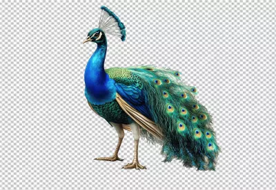 Majestic Peacock with Vibrant Blue and Green Feathers - Free HD PNG Download image