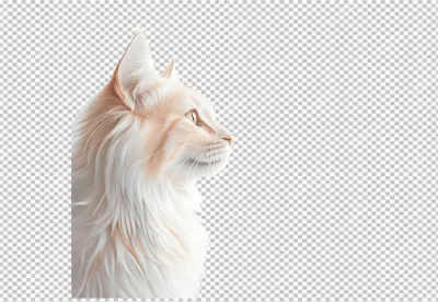 Elegant Cream Cat Profile with Fluffy Fur, Detailed Portrait for Creative Designs image