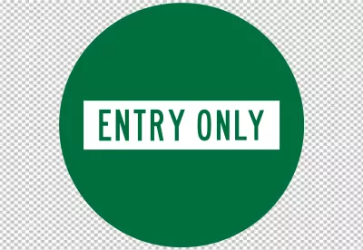 Green circle sign with "ENTRY ONLY" in white text