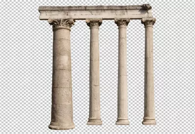 Four Ancient Roman Corinthian Order Columns with Entablature Isolated image