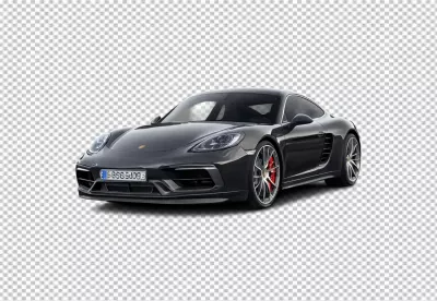 Dynamic Dark Grey Porsche Cayman Sports Coupe Isolated on Pristine White Background image