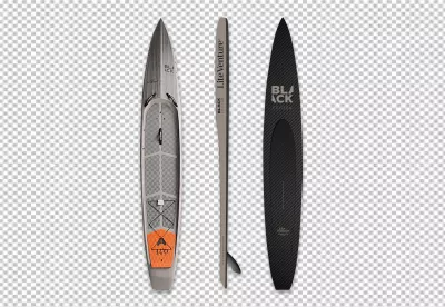 Sleek Lite Venture Black Edition Paddleboard Displayed in Three Dynamic Views image