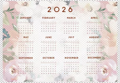 Charming 2026 Wall Calendar with Delicate Pastel Watercolor Flowers and Greenery image