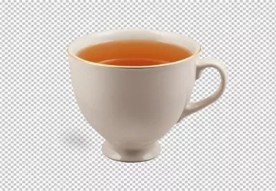 Elegant White Porcelain Tea Cup with Golden Rim and Warm Amber Beverage image