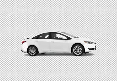 Sleek White Modern Sedan Car Isolated on Transparent Background for Automotive Design image