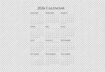 Year 2025 Minimalist Annual Calendar Grid Dark Theme for Professional Planning image