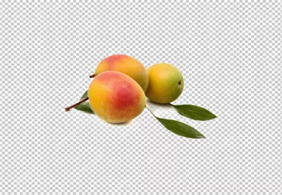 Fresh Ripe Loquat Fruits with Green Leaves on a Bright White Background image