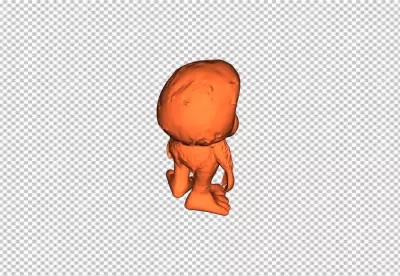 Abstract Orange 3D Render of a Textured Lumpy Creature Walking image