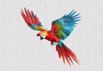 Vibrant Flying Macaw Parrot with Spread Wings Tropical Bird Art image