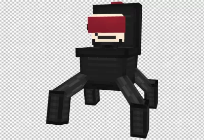 Pixelated Dark Sci-Fi Robot Creature with Red Visor and Multiple Legs image