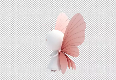Minimalist 3D Pink Butterfly Character with Delicate Wings Illustration image