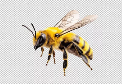 Detailed Honey Bee in Flight: High-Quality PNG Cutout for Nature Designs image