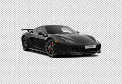 Sleek Black Sports Car Isolated with Red Brake Calipers on White Background image