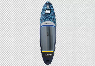 Top View of Inflatable Stand Up Paddleboard with Blue Wave Design image