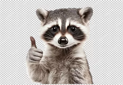 Cute Raccoon Showing Thumbs Up Gesture - Funny Animal PNG Cutout Image image