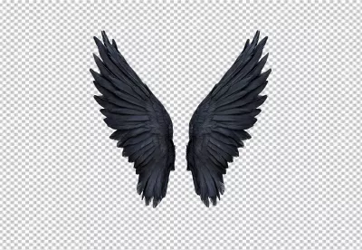 Majestic Black Wings Spread for Dynamic Fantasy Designs and Creative Projects image