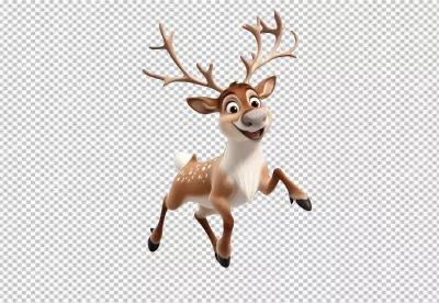 Happy Cartoon Reindeer Jumping with Joy for Christmas Designs image