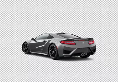 Sleek Grey Honda NSX Luxury Sports Car Rear View Isolated on White Background image