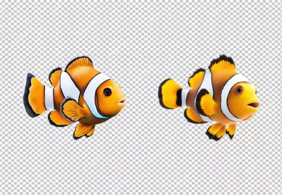 Two Vibrant Clownfish Duo for Aquatic Design and Marine Life image