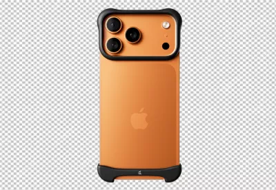 Modern Orange Smartphone with Triple Camera and Sleek Black Bumper Case image