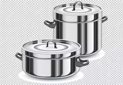 frying pan with lid top and side view realistic set isolated PNG
