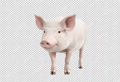 Cute White Pig PNG Cutout for Farm Animal Designs and Educational Projects image